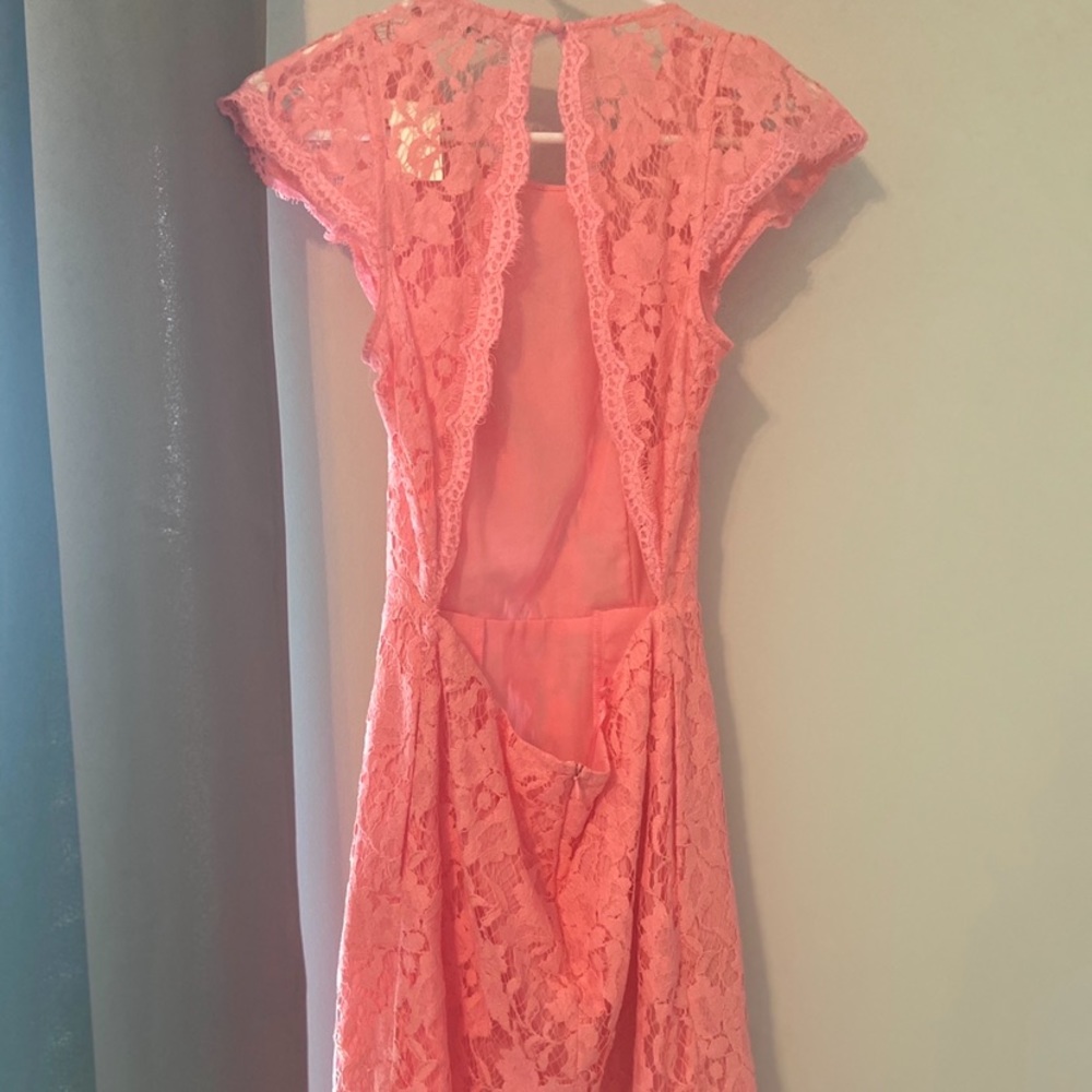 Lace pink mini dress
